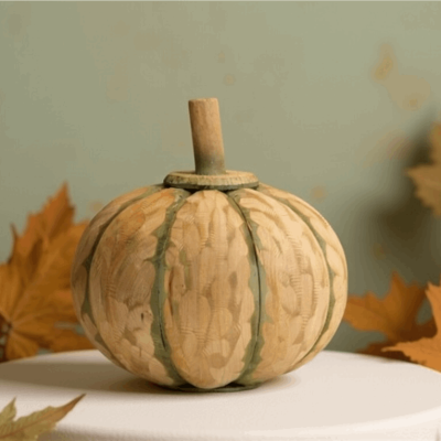 Carved Fir Wood Pumpkin Decor (Set of 2)