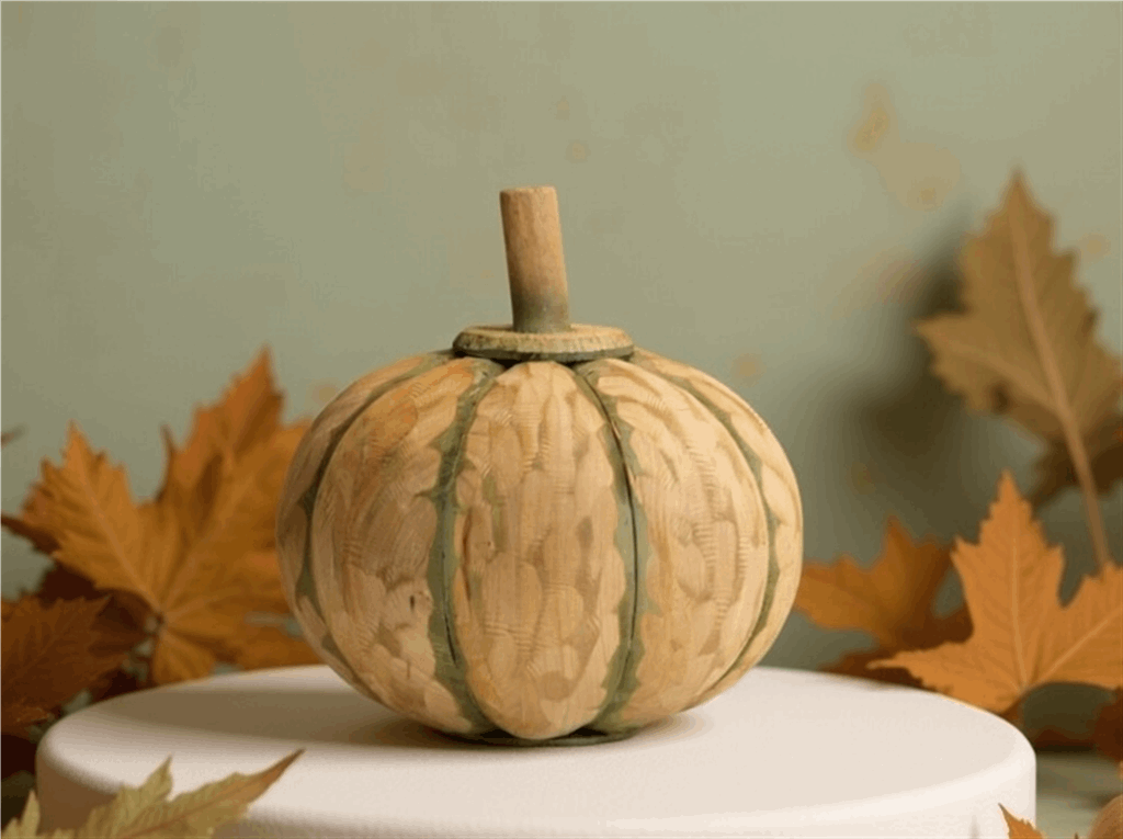 Carved Fir Wood Pumpkin Decor (Set of 2)