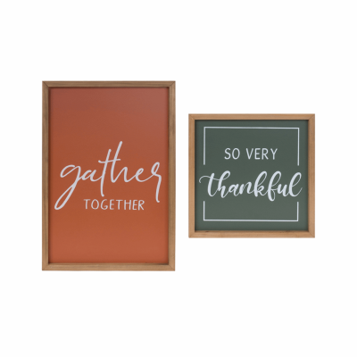 Gather and Thankful Sentiment Sign (Set of 2)