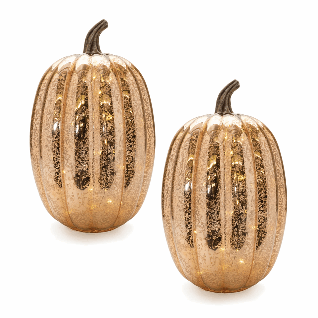 LED Mercury Glass Pumpkin Decor (Set of 2) - Image 2