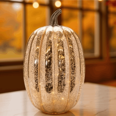 LED Mercury Glass Pumpkin Decor (Set of 2)