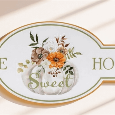 Metal Fall Home Sweet Home Sign 21.75"L