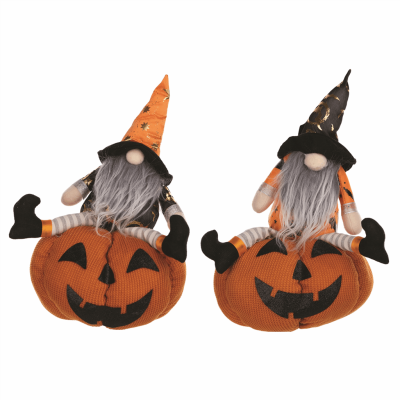 Plush Halloween Gnome with Jack O Lantern (Set of 2)