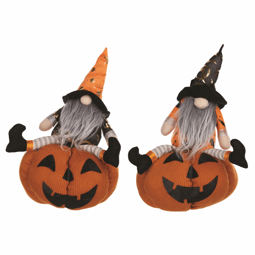 Plush Halloween Gnome with Jack O Lantern (Set of 2)