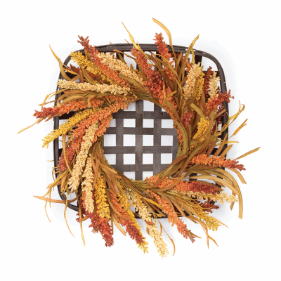 Wreath and Wicker Wall Decor 20"SQ